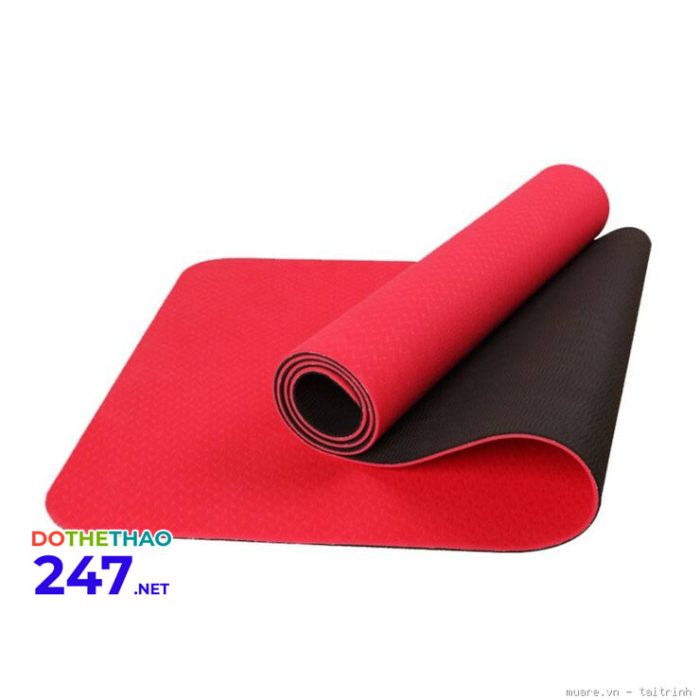 Thảm tập yoga TPE 2 lớp nhập khẩu Đài Loan màu đỏ