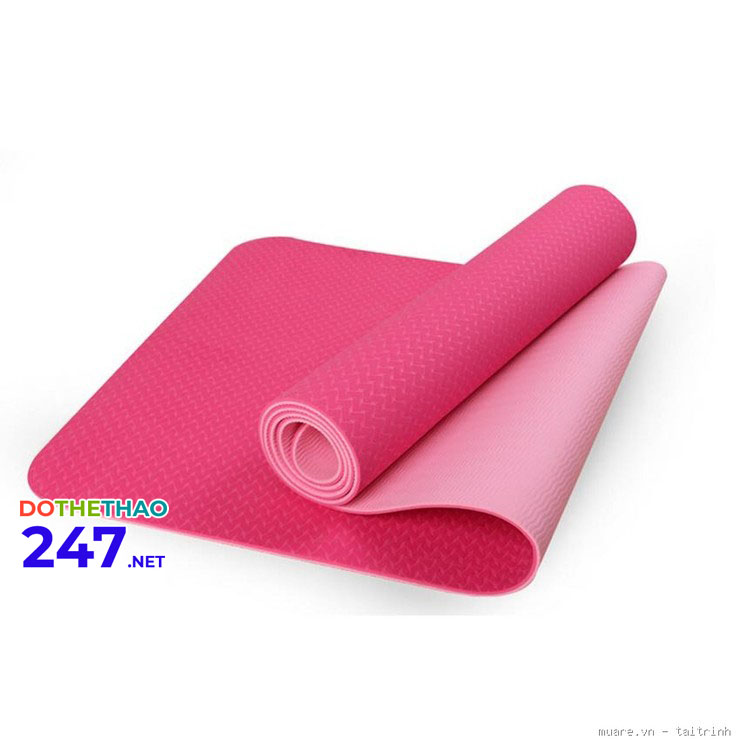Thảm tập yoga TPE 2 lớp nhập khẩu Đài Loan màu hồng