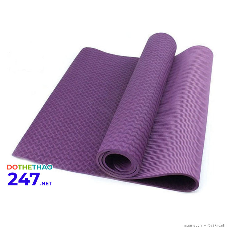 Thảm tập Yoga nhập khẩu Đài Loan 1 lớp màu tím 