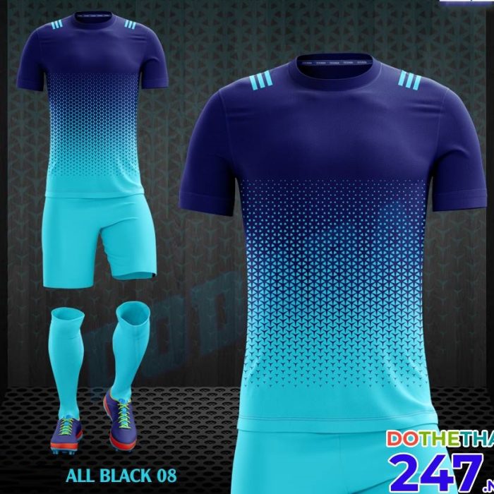 Áo bóng đá không logo All Black 08 màu xanh dương
