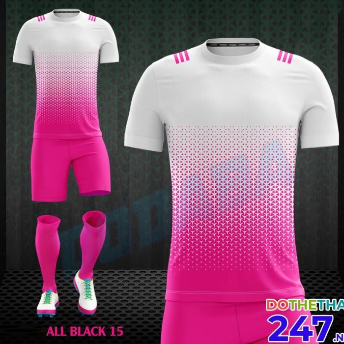 Áo bóng đá không logo All Black 15 màu trắng hồng 2018