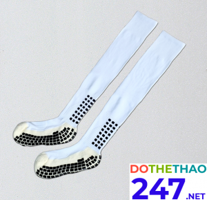 Tất đá bóng chống trơn trượt cổ dài màu xanh da trời