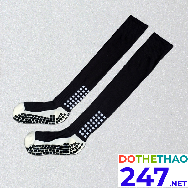 Tất đá bóng chống trơn trượt cổ dài màu đen