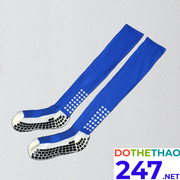 Tất đá bóng chống trơn trượt cổ dài màu xanh dương