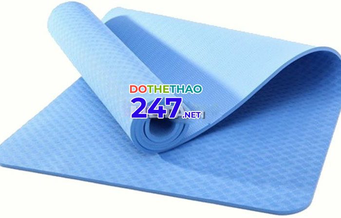 Thảm tập Yoga nhập khẩu Đài Loan 1 lớp màu xanh nhạt