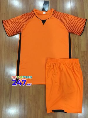 Áo bóng đá không logo caro màu cam 2018