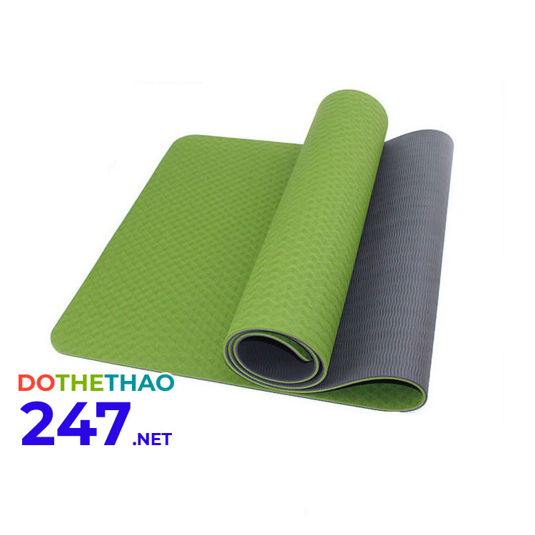 Thảm tập yoga TPE 2 lớp nhập khẩu Đài Loan màu xanh lá