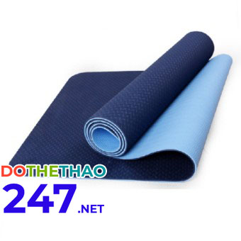 Thảm tập yoga TPE 2 lớp nhập khẩu Đài Loan màu xanh dương 