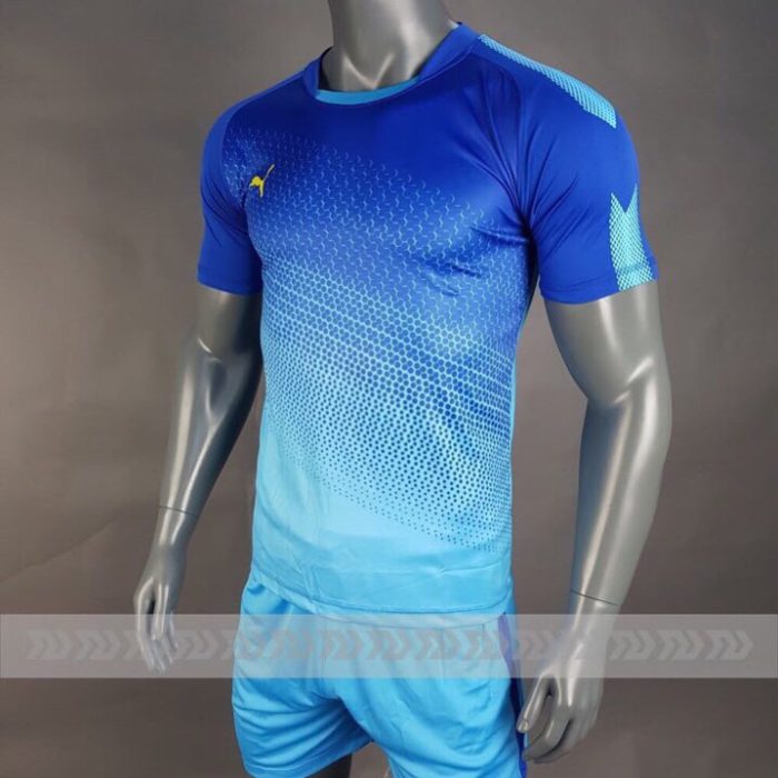 Áo bóng đá không logo màu xanh mã KLG-37 năm 2018