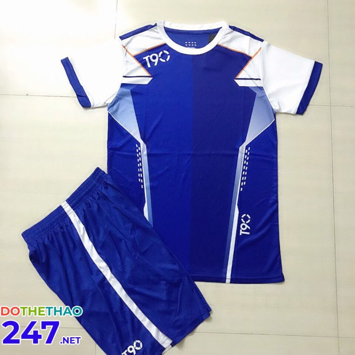 Áo bóng đá không logo màu xanh mã KLG-25 mới nhất 2018
