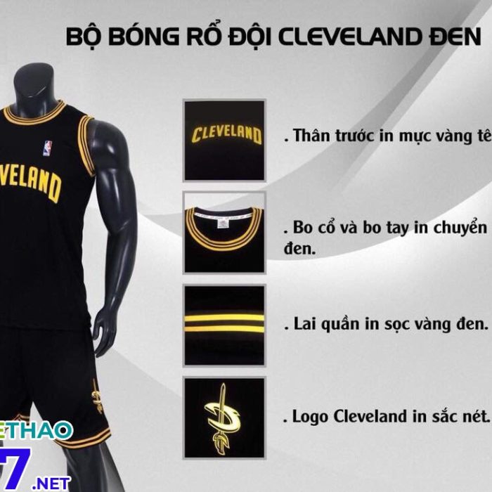 Áo bóng rổ Cleveland màu đen mới nhất 2018
