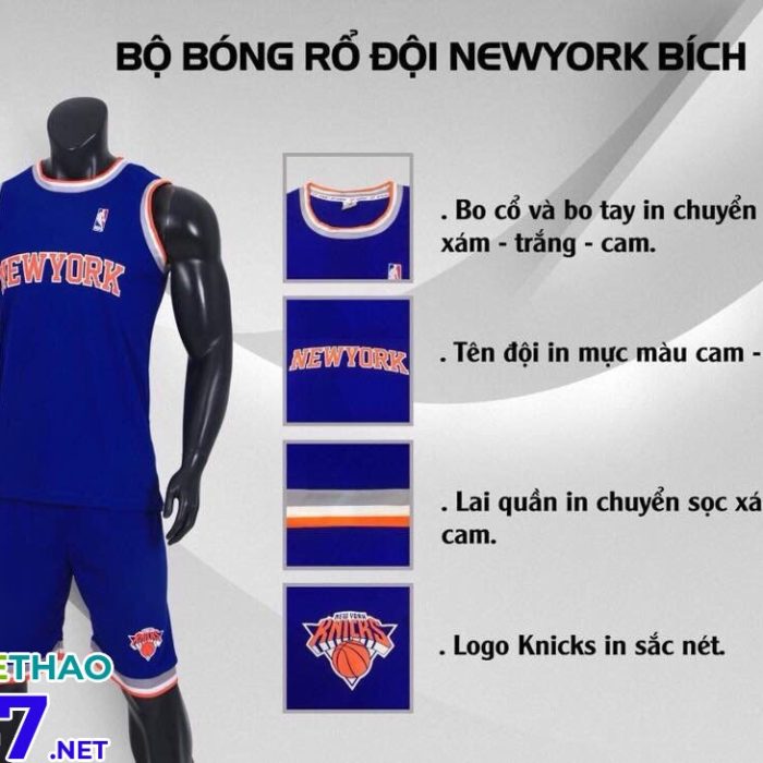Áo bóng rổ Newyork màu xanh dương mới nhất 2018