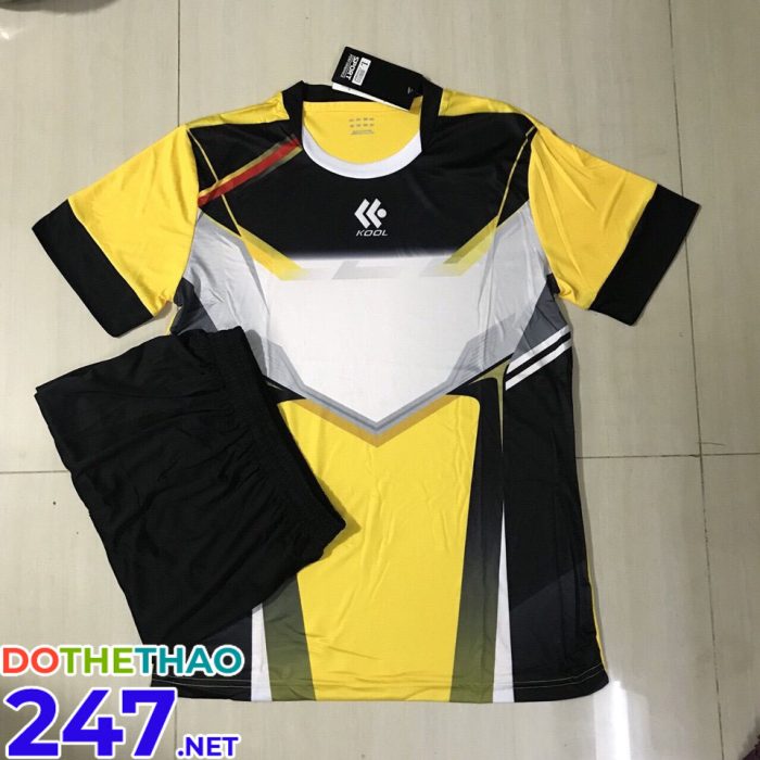 Áo bóng đá không logo màu vàng pha đen mã KLG-63