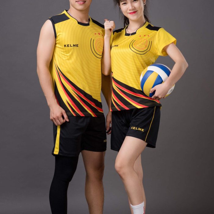 Áo bóng chuyền nam nữ KELME 03 màu vàng mới nhất 2019