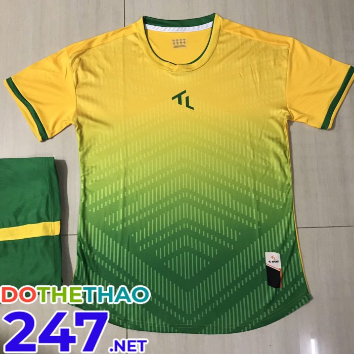 Áo bóng đá không logo TL màu vàng xanh mã KLG-127 mới năm 2019-2020