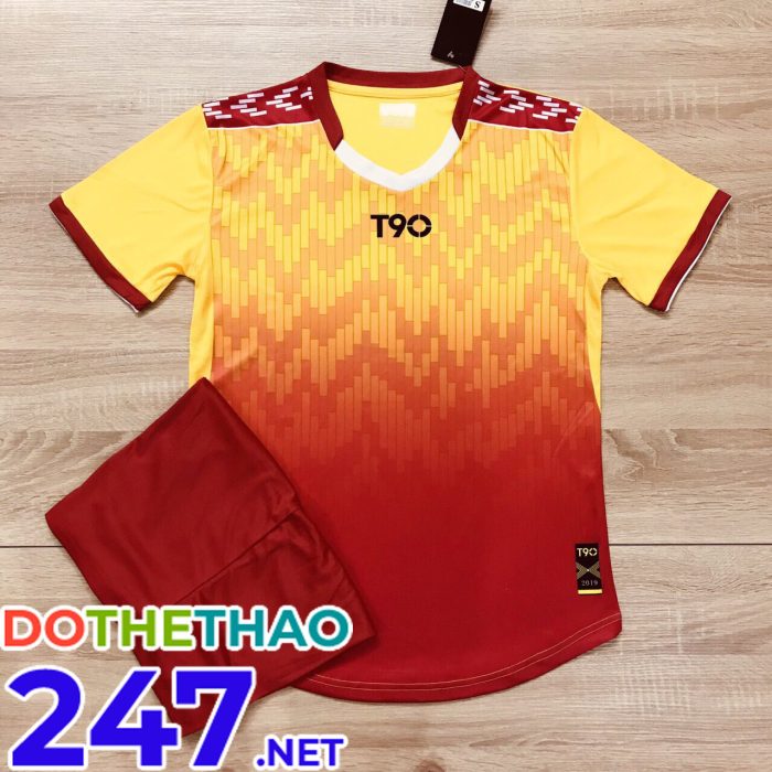 Áo bóng đá KLG T90 mã KLG-144 màu vàng đỏ mới nhất 2019-2020 