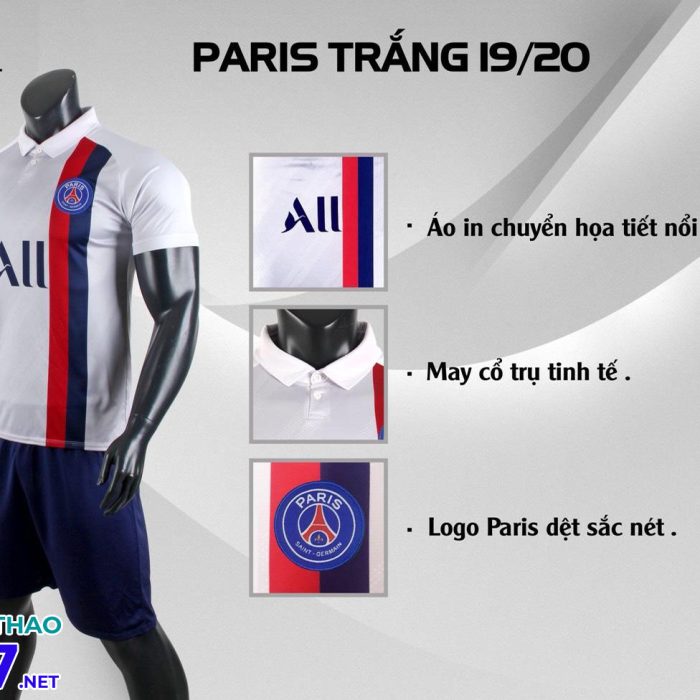 Áo bóng đá CLB Paris Trắng năm 2020