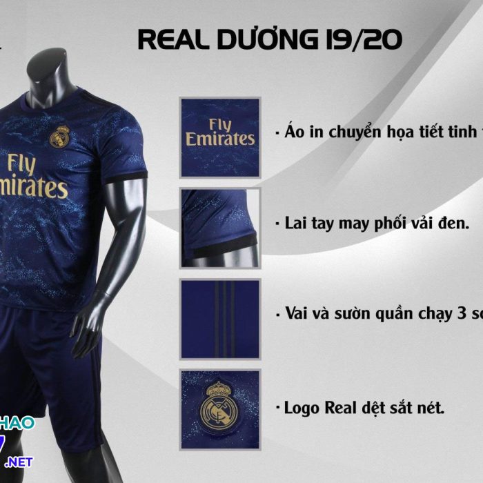 Áo bóng đá CLB Real xanh dương năm 2020