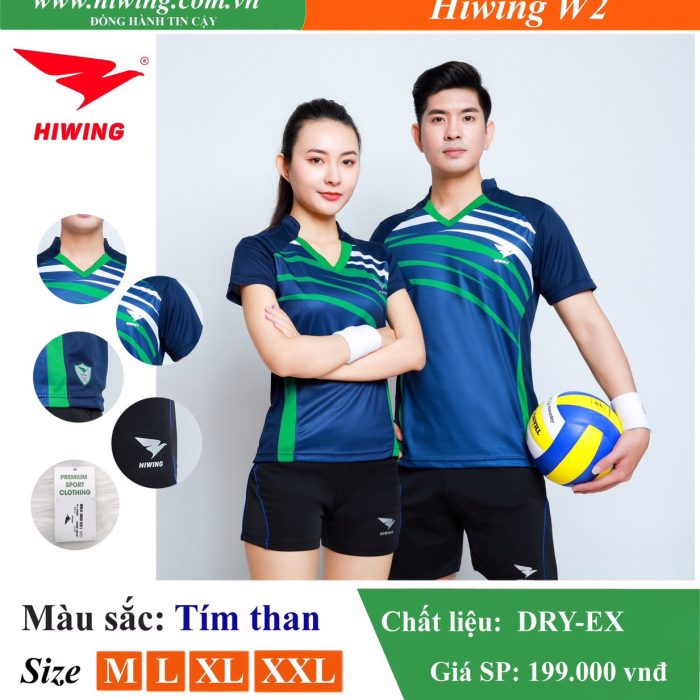Áo bóng chuyền nam nữ Hiwing W2 màu tím than