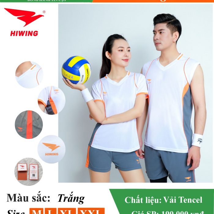 Áo bóng chuyền nam nữ cao cấp Hiwing H5 màu trắng