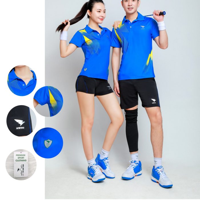 Áo cầu lông, bóng chuyền nam nữ Hiwing W1 màu xanh bích