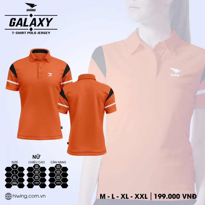 áo cầu lông nữ, áo tennis Hiwing Galaxy LUX2 chính hãng màu cam