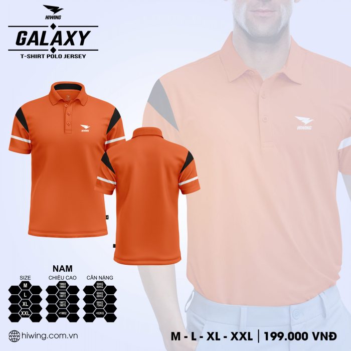 áo cầu lông nam, áo tennis Hiwing Galaxy LUX2 chính hãng màu cam