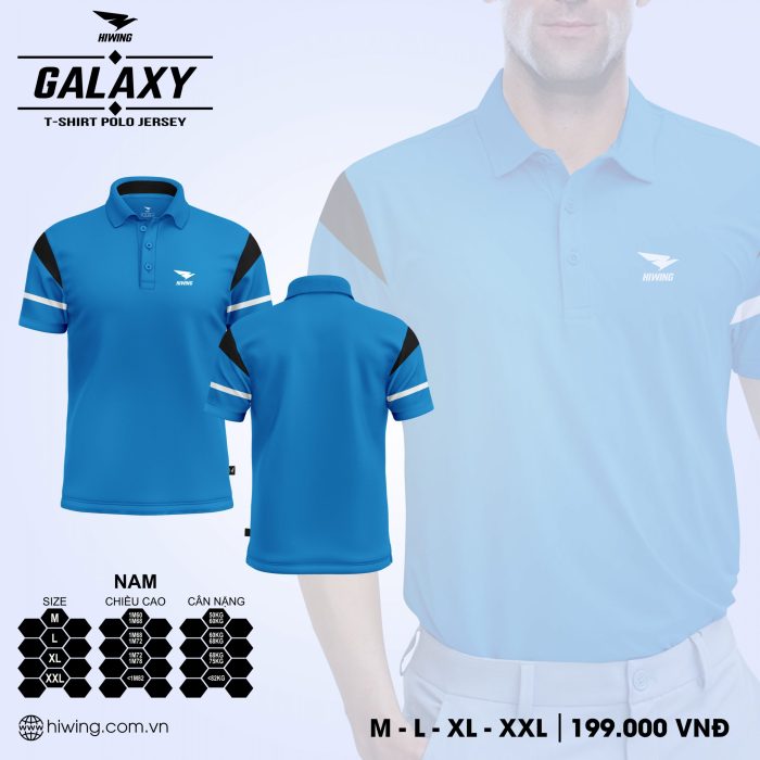 áo cầu lông nam, áo tennis Hiwing Galaxy LUX2 chính hãng màu xanh