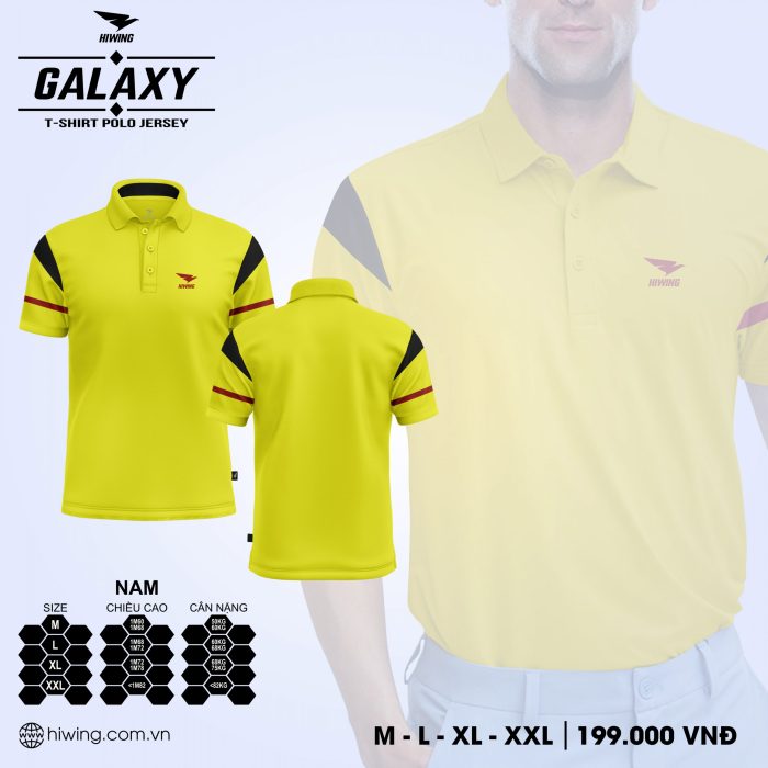 áo cầu lông nam, áo tennis Hiwing Galaxy LUX2 chính hãng màu vàng
