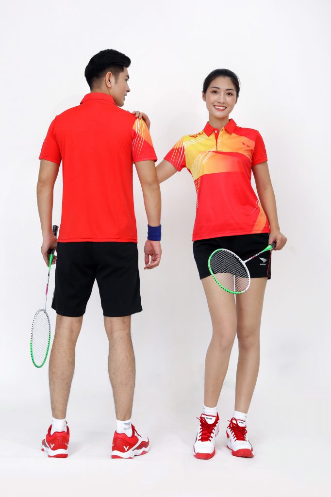 Bộ quần áo cầu lông nam nữ cam