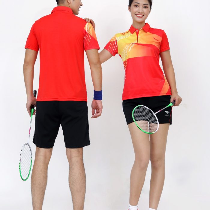 Bộ quần áo cầu lông nam nữ cam