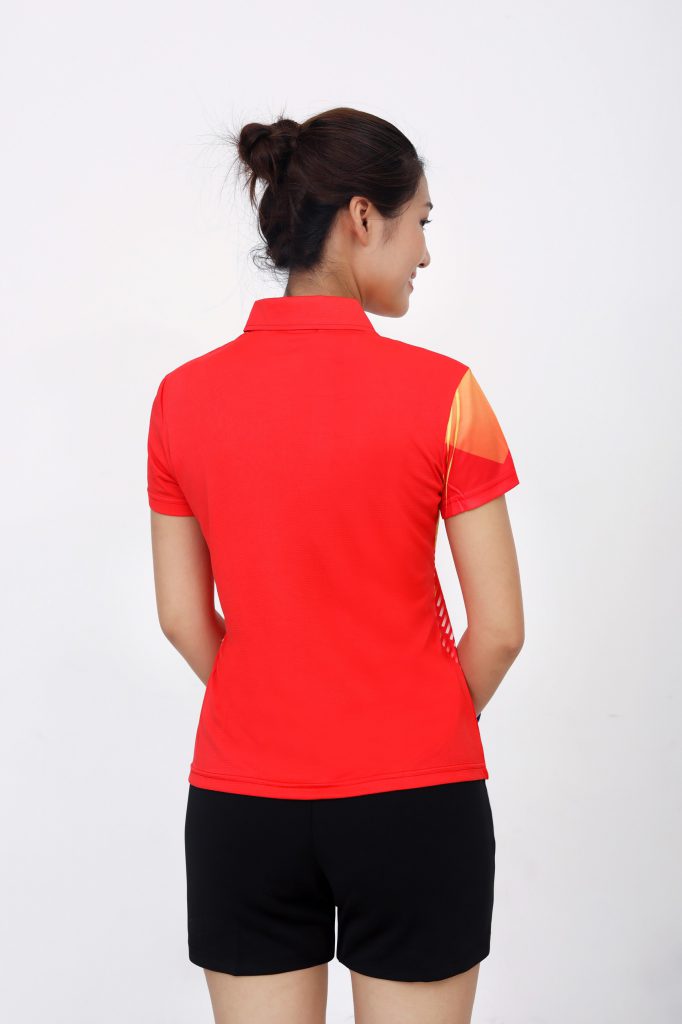 Bộ quần áo cầu lông nữ cam sau lưng