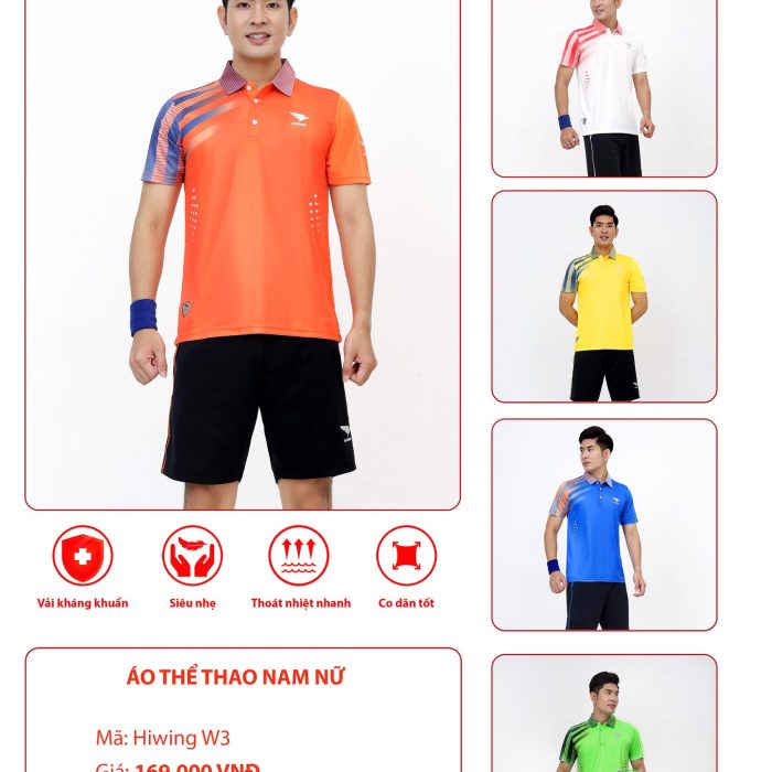 áo cầu lông nam cam 1