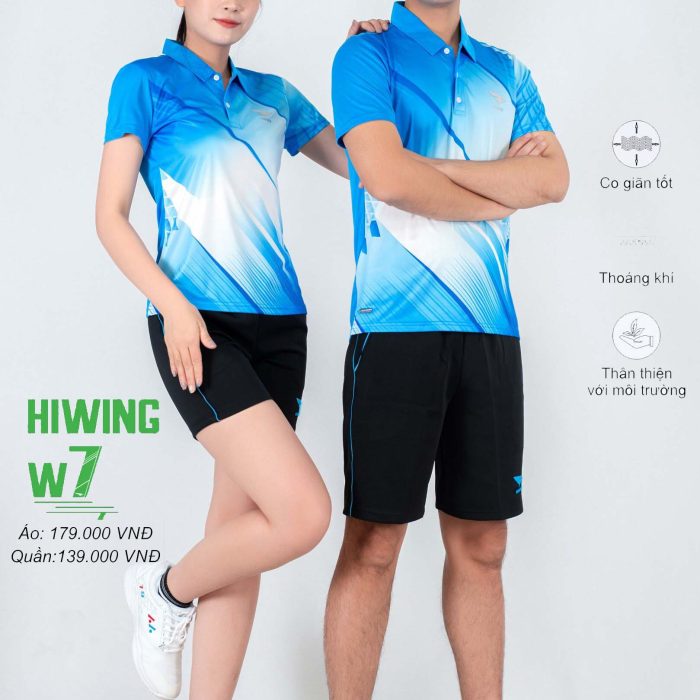 Áo cầu lông, bóng chuyền Hiwing W7 màu xanh da
