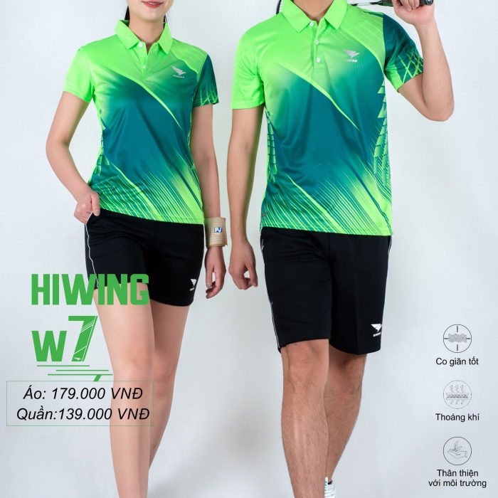 Áo cầu lông, bóng chuyền Hiwing W7 màu xanh lá
