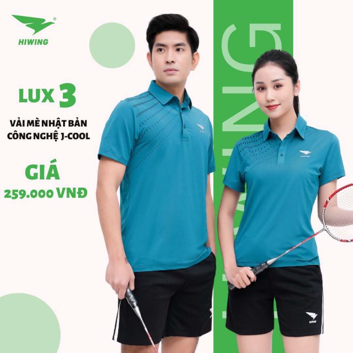 Áo cầu lông, áo Tennis, áo golf Hiwing Luxury 3 màu xanh lý