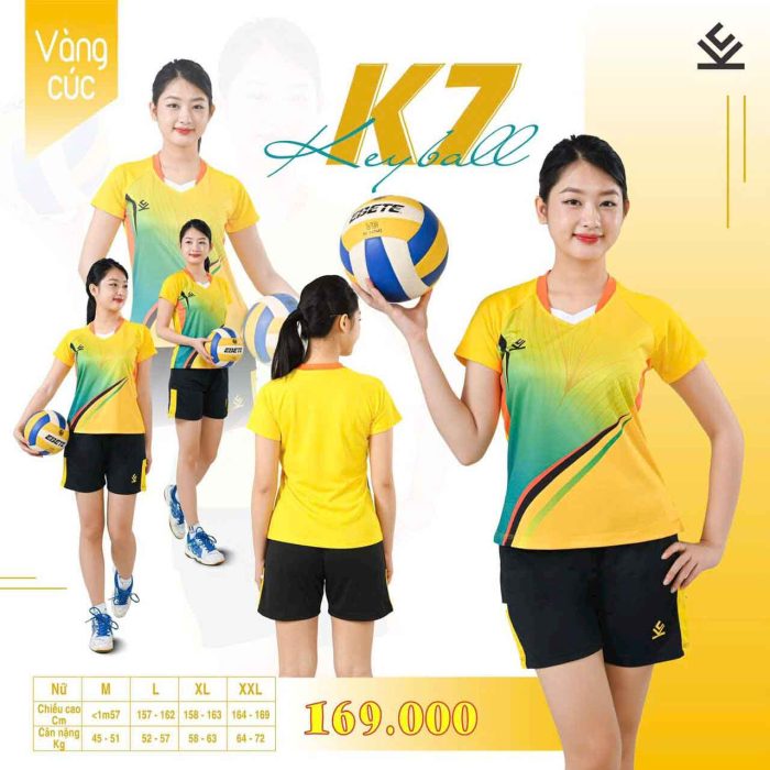 Áo bóng chuyền nam nữ chính hãng Keyball K7 màu vàng