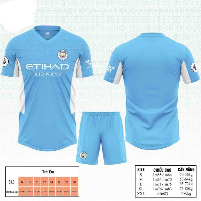 Áo bóng đá CLB Manchester City màu xanh mới nhất 2024