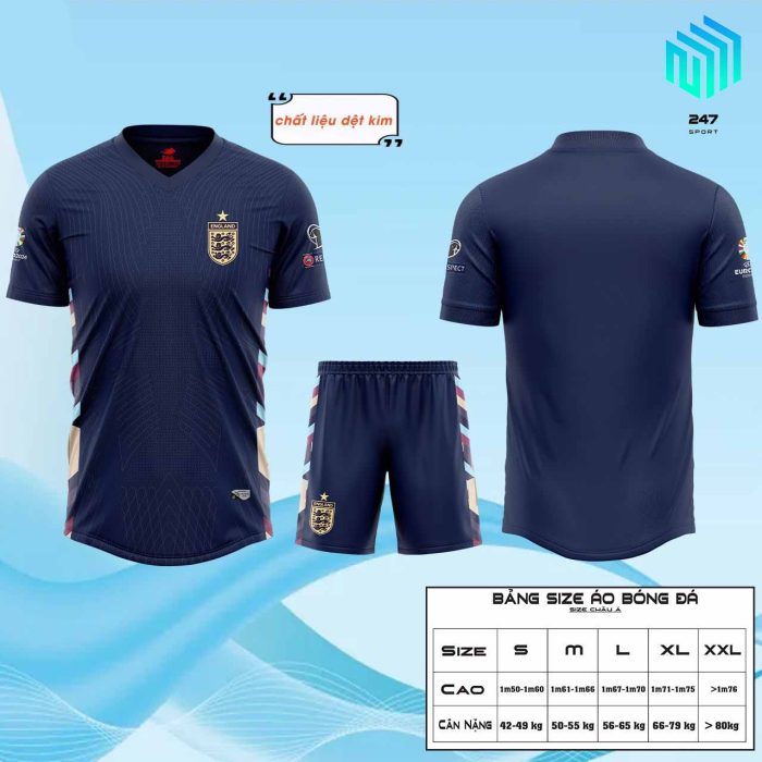 Áo bóng đá đội tuyển Anh Euro 2024 màu trắng, đen