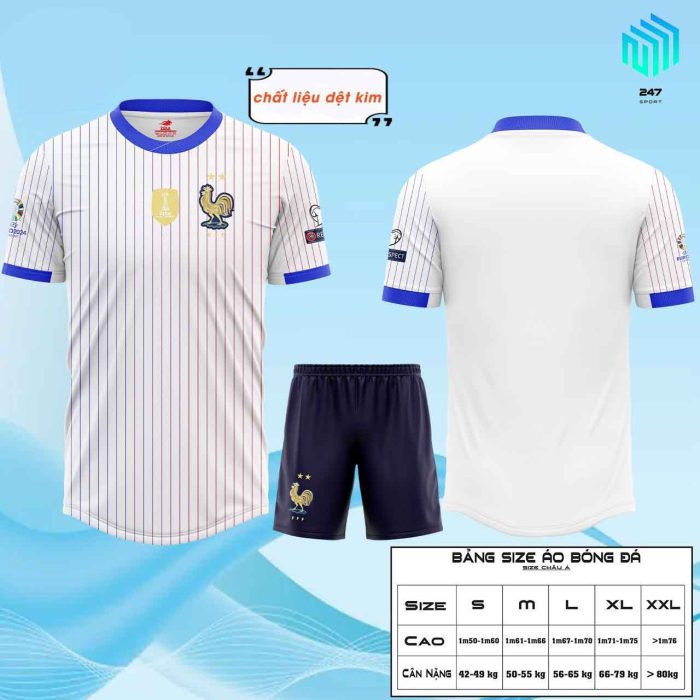 Áo bóng đá đội tuyển Pháp Euro 2024 màu trắng