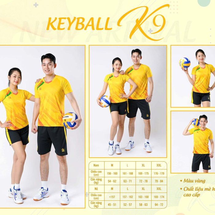 Áo bóng chuyền nam nữ chính hãng Keyball K9 màu vàng