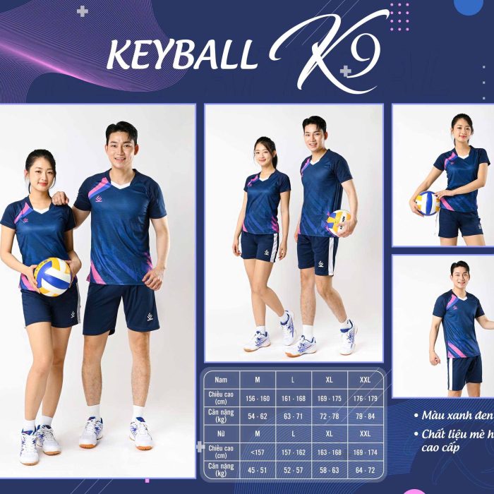 Áo bóng chuyền nam nữ chính hãng Keyball K9 màu xanh đen