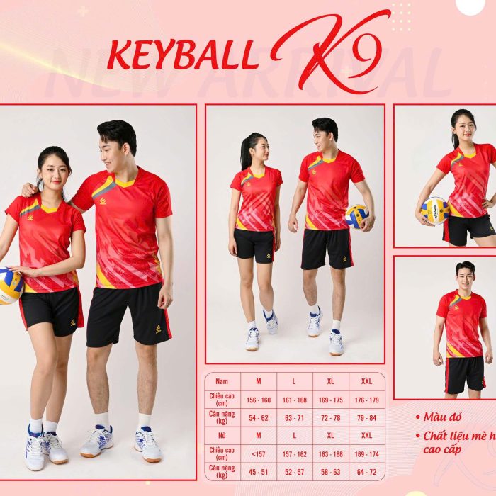 Áo bóng chuyền nam nữ chính hãng Keyball K9 màu đỏ