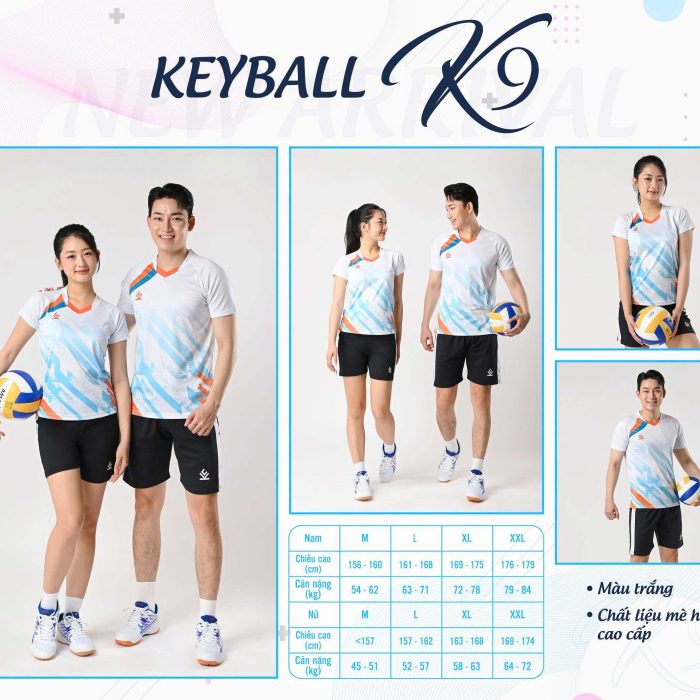 Áo bóng chuyền nam nữ chính hãng Keyball K9 màu trắng