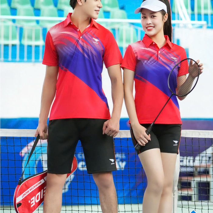Áo cầu lông Pickleball Tenis nam nữ Hiwing P2 Màu Đỏ