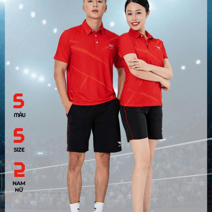 Áo Cầu Lông , áo Pickleball Hiwing A2 Nam Nữ – Màu Đỏ