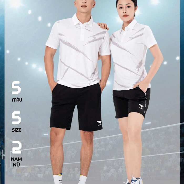 Áo Cầu Lông , áo Pickleball Hiwing A2 Nam Nữ – Màu Trắng