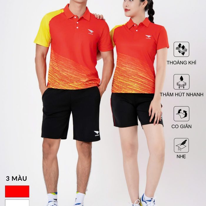 Áo Cầu Lông, Pickleball, Bóng Chuyền Hiwing P3 Nam Nữ – Màu Đỏ
