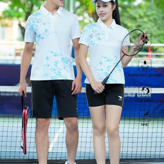 Áo Cầu Lông , Pickleball Hiwing W8 Nam Nữ – Màu Trắng