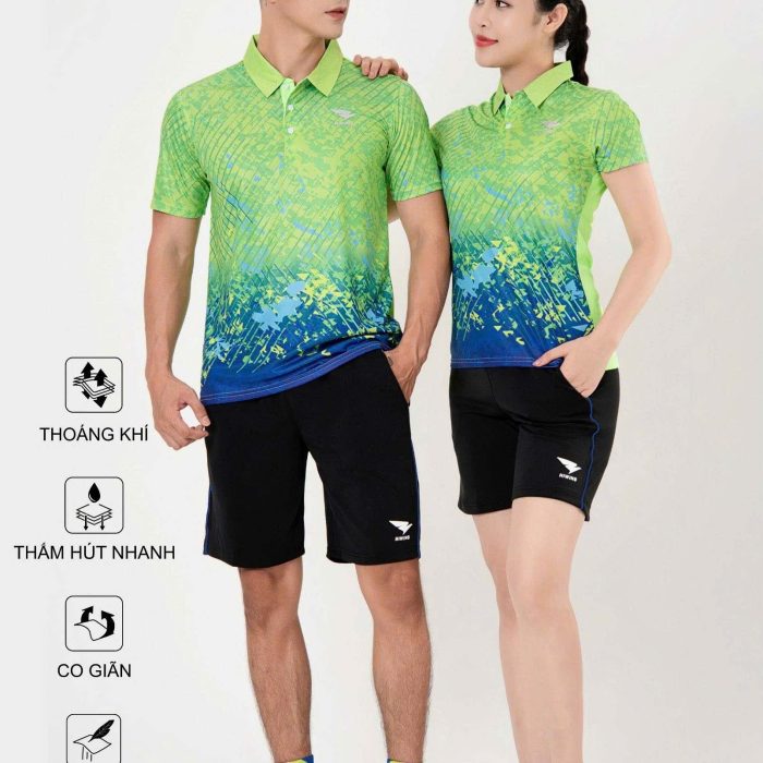 Áo Cầu Lông Pickleball Bóng Chuyền Hiwing P4 Nam Nữ Màu Xanh Lá
